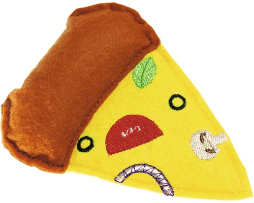 Karlie kattenspeelgoed, textielpizza, 10,5 cm, geel