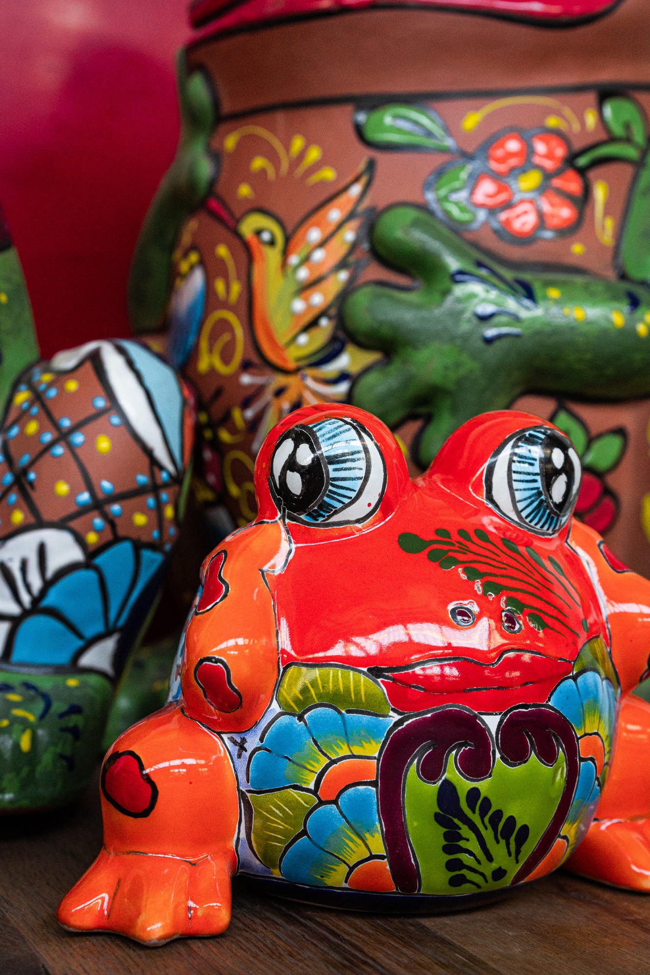 Pflanzgefäß 'Frosch', Keramik, orange, multicolor, L 23 cm, B 15 cm, H 15 cm günstig bestellen