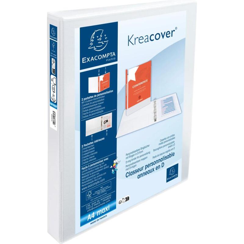 Classeur PP personnalisable Kreacover - 4 anneaux en D 25mm - A4 maxi