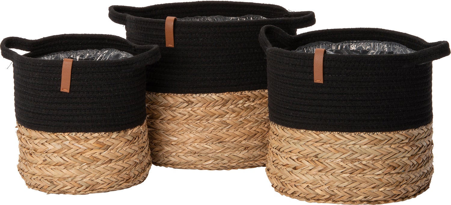Intratuin opbergmand Floro naturel / zwart D 30 H 26 cm