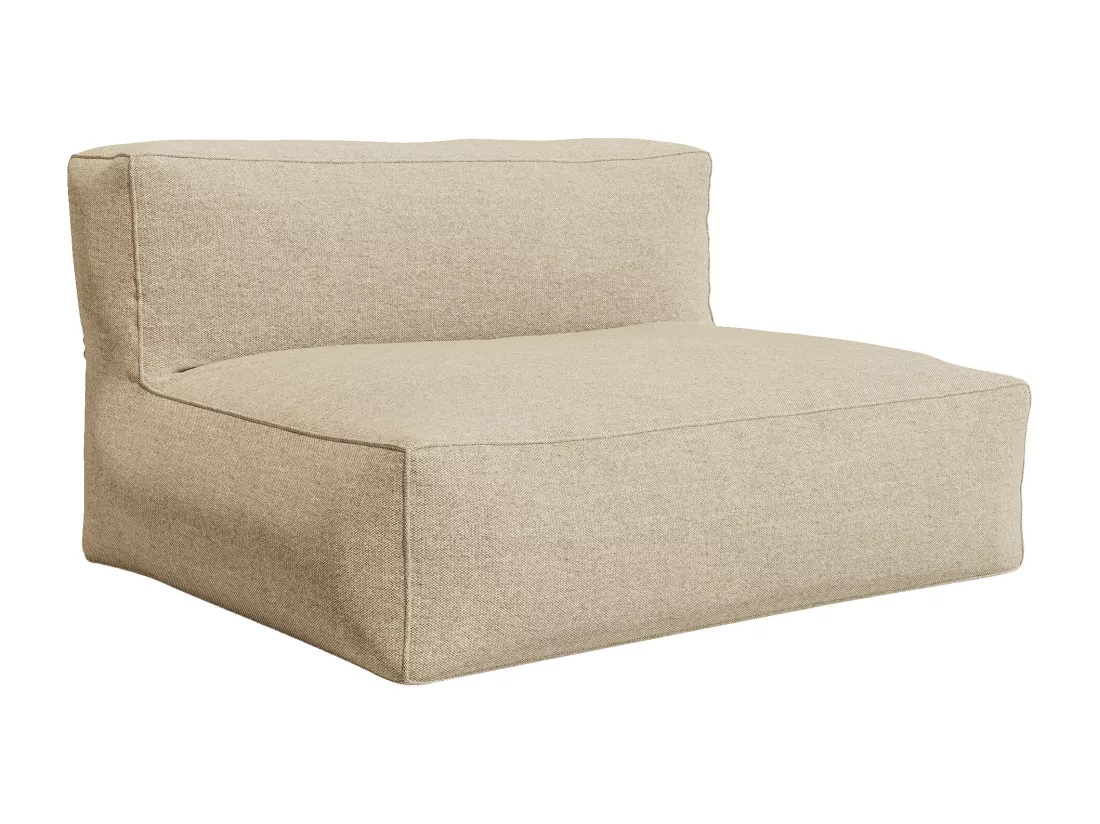 Salon de jardin en tissu 5 places : 1 canapé, 1 fauteuil, 1 angle et 1 pouf - Beige - NOUMARA de MYLIA