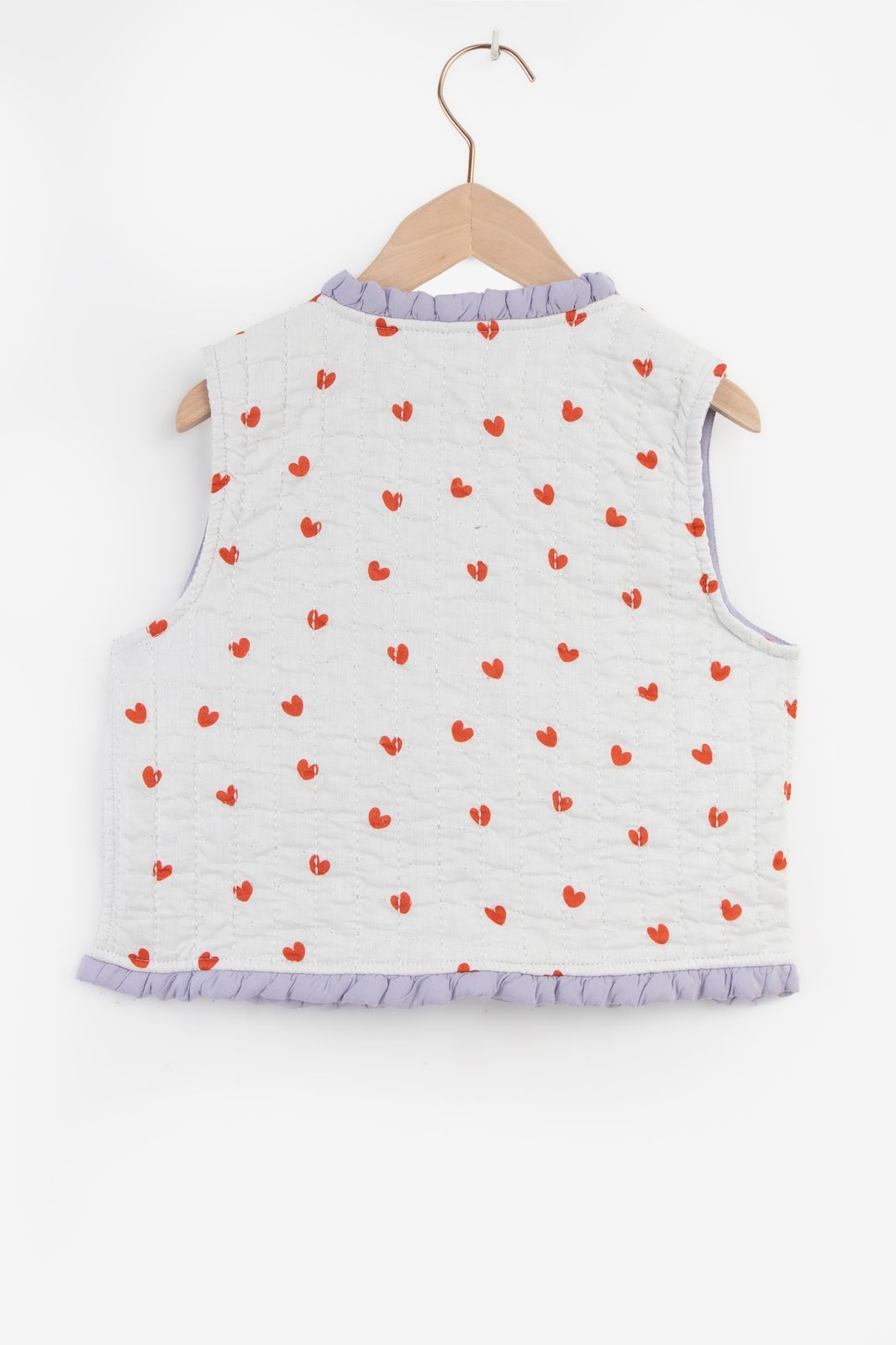 Wit reversible gilet met hartjes en ruffles