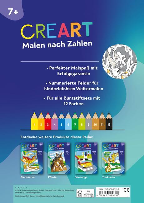 Ravensburger CreArt Malen nach Zahlen ab 7: Gefährliche Tiere, Malbuch, 24 Motive