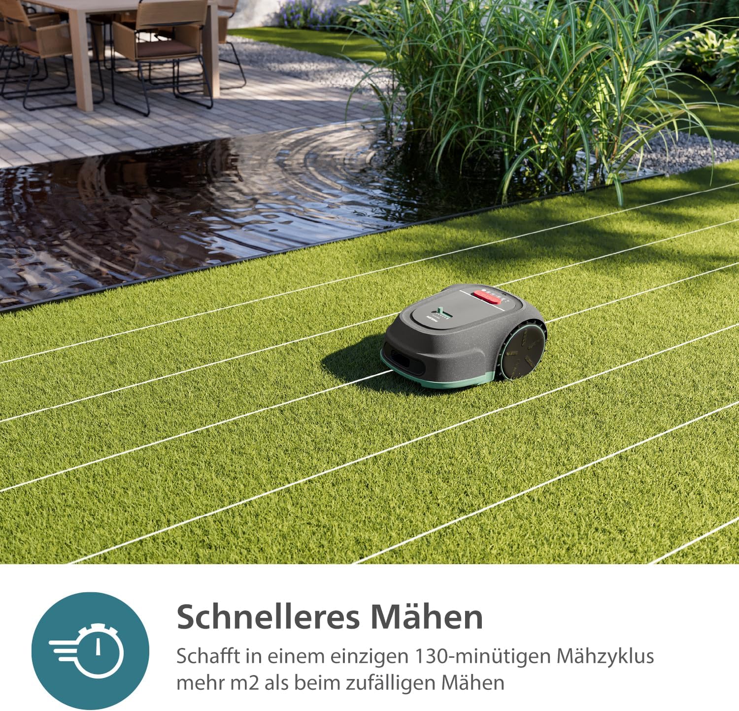 Philips Rasenmähroboter 3000 Serie - Cross-Mowing, GPS-Kartierung, Intelligentes Mähen, schnelleres Mähen, Hangtauglichkeit, Homerun-App, Regensensor-Technologie, Kalkstein Grau (RSL3000/10)