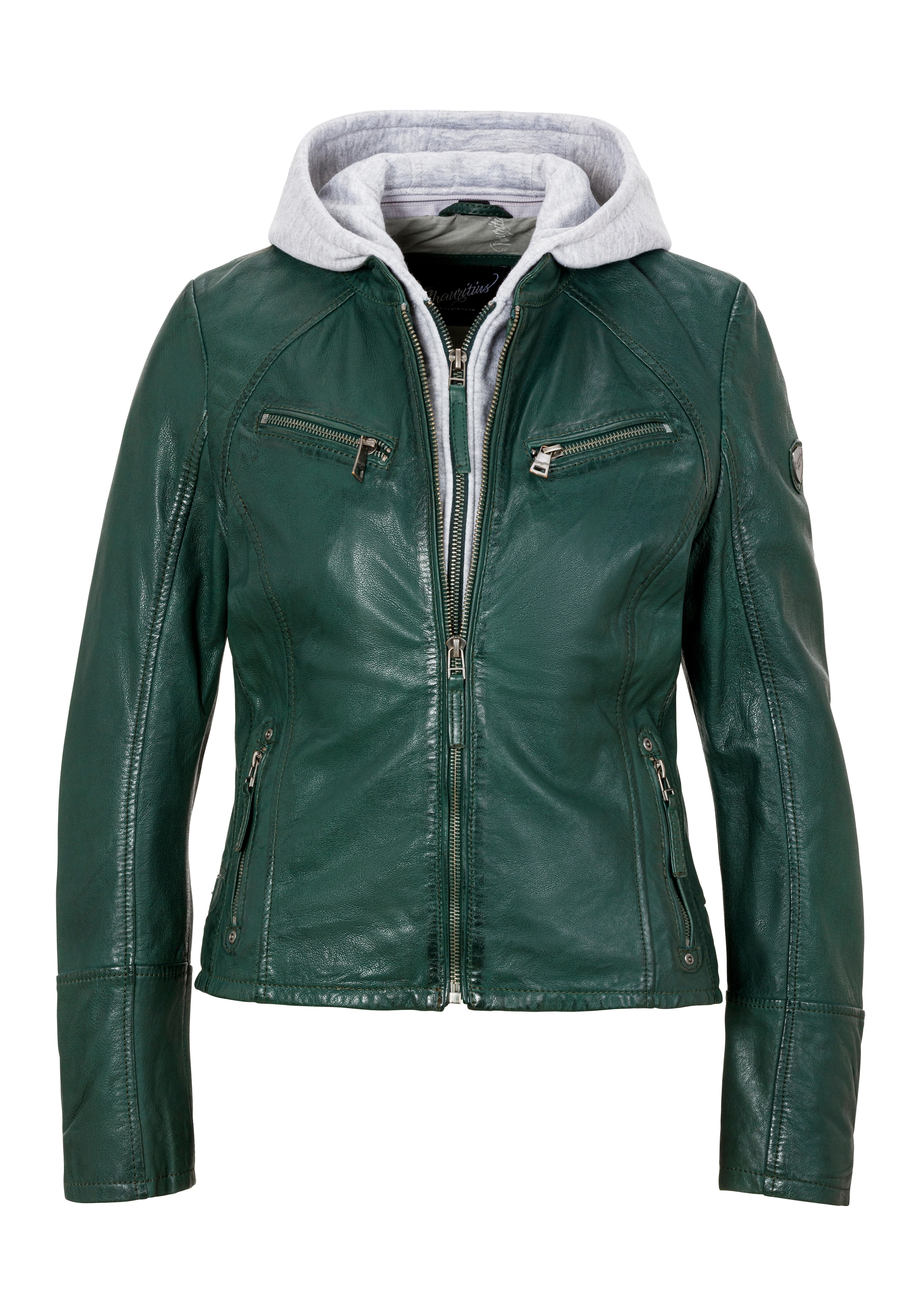 Mauritius Lederjacke »Nola LEGV« mit Kapuze mit abnehmbarer Jersey-Kapuze