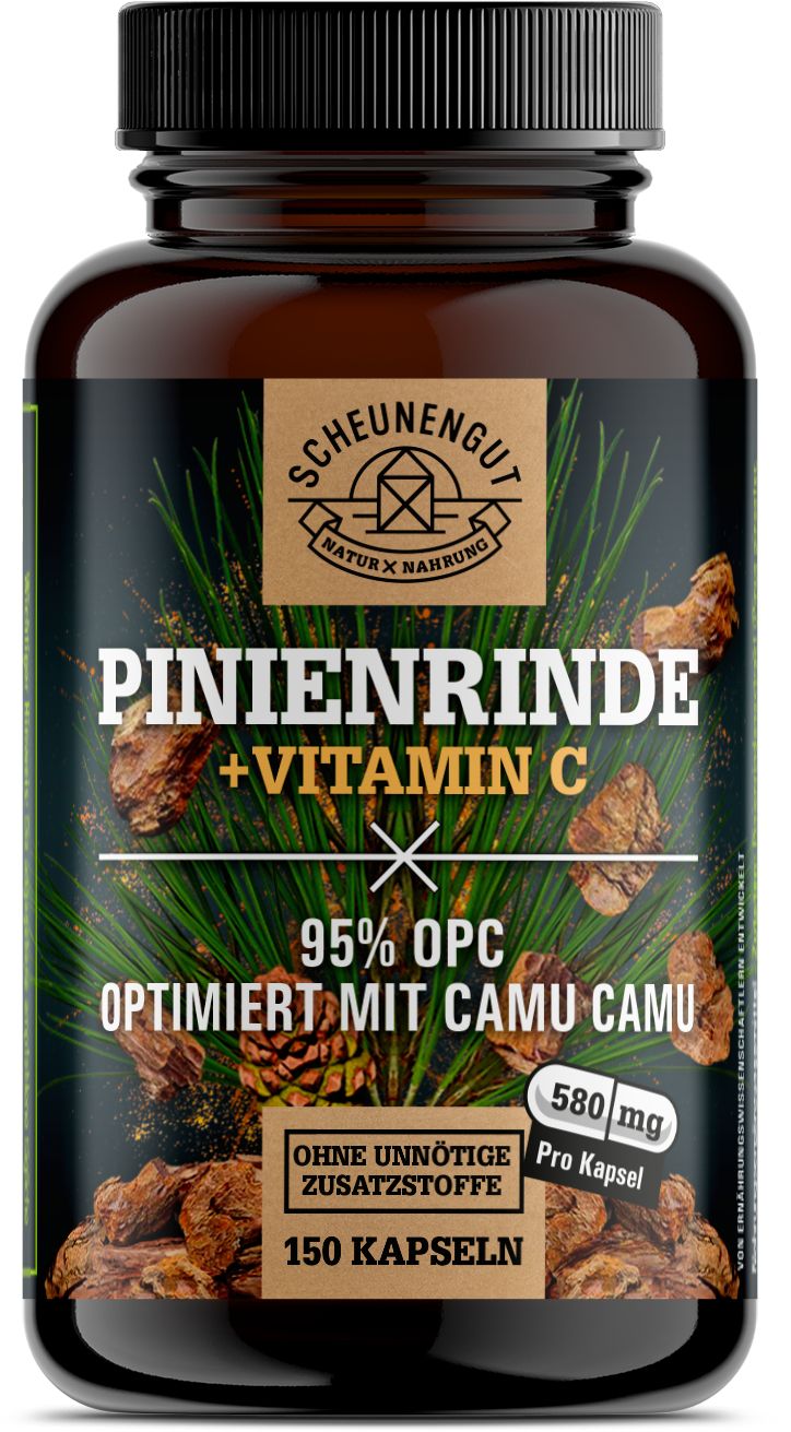 Scheunengut® Pinienrinde | 25:1 Extrakt mit mindestens 95% OPC | optimiert mit Camu Camu (Vitamin C)