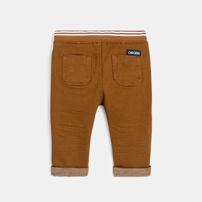 Pantalon denim taille élastiquée marron bébé garçon Marron