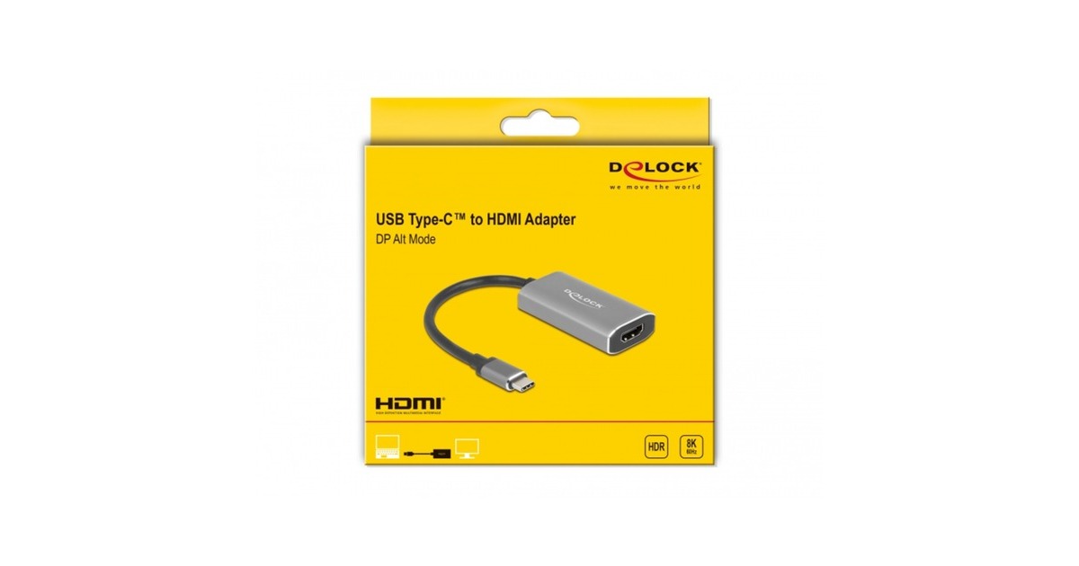DeLOCKUSB-C 3.1 Gen 1 (male) > HDMI + HD adapter  (Grijs, 0,2 meter, 8K)