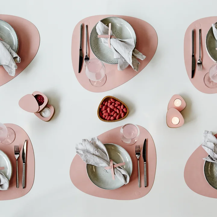 Lind DNA - Geschenkset Curve L, Nupo hellgrau (4 Tischsets   4 Serviettenringe)