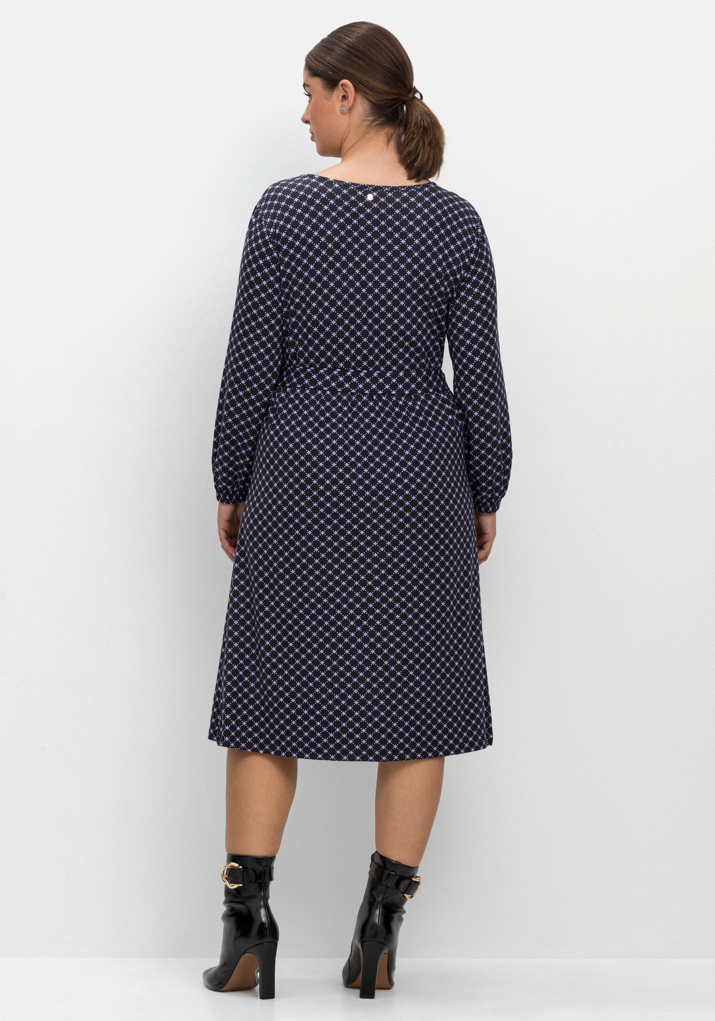 Jerseykleid mit 7/8-Ärmeln und Alloverprint