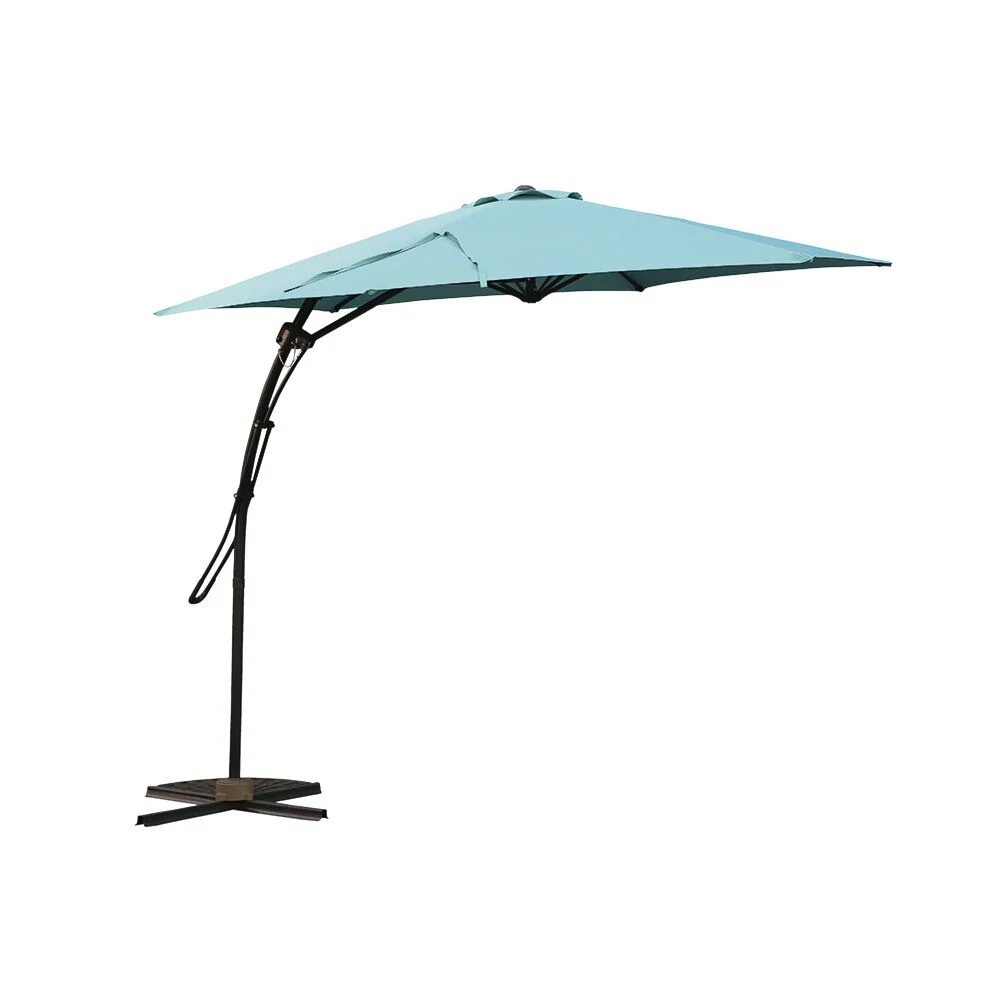 Parasol déporté Malaga rond bleu émeraude Ø.300 x H.245 cm