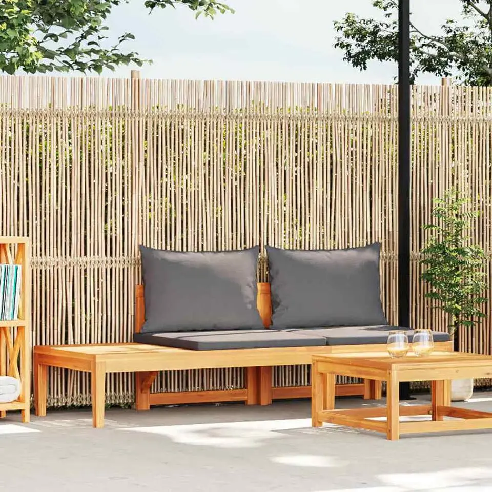 vidaXL - Tuinbank - Grijs - Acaciahout - Met tafel en kussens