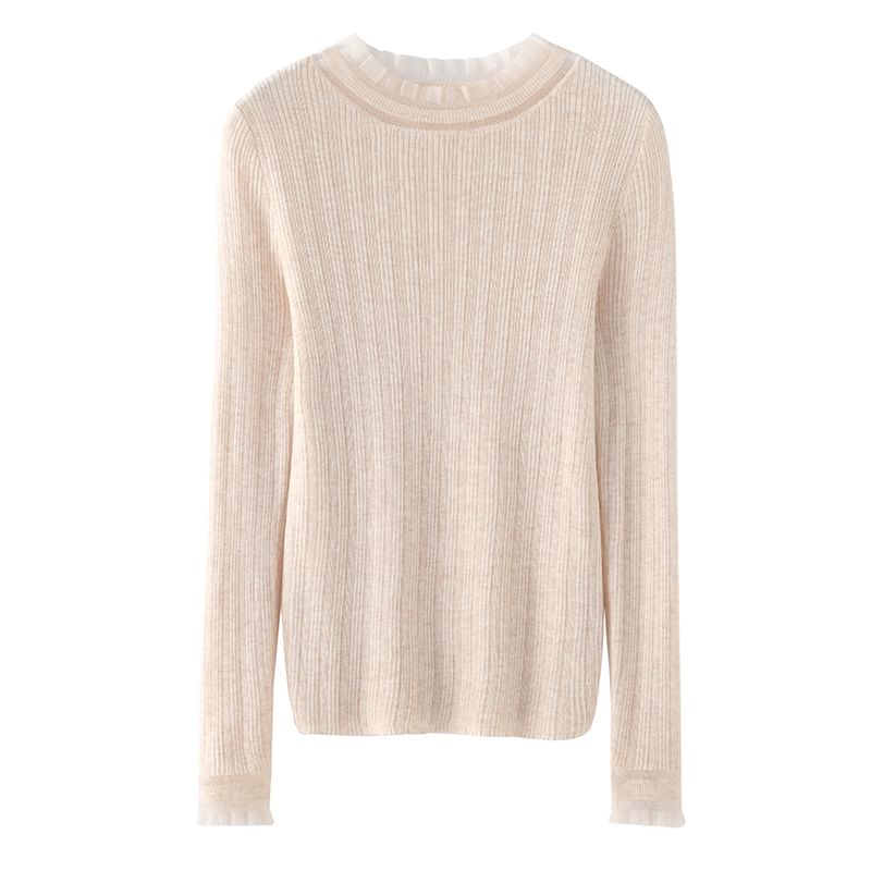 Weelop - Gebreide top met lange mouwen en een mockneck, effen kant