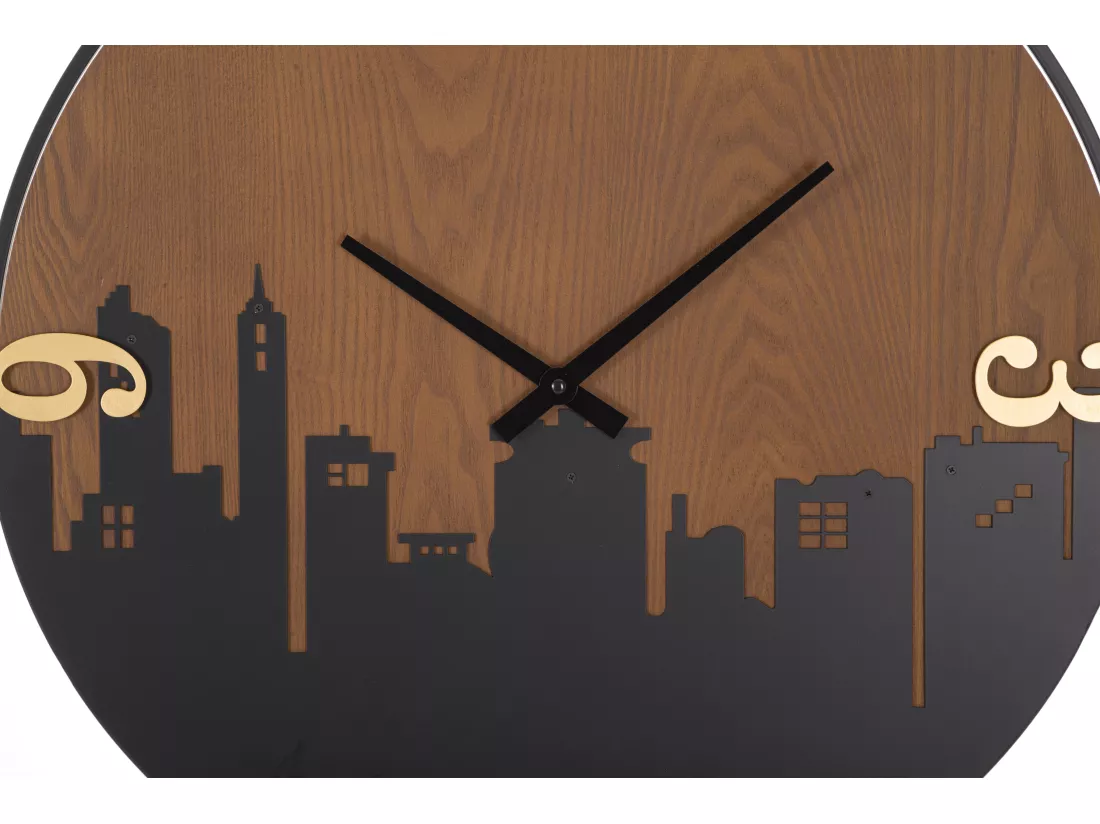 Horloge murale ronde en métal et bois marron Ø cm 60x2