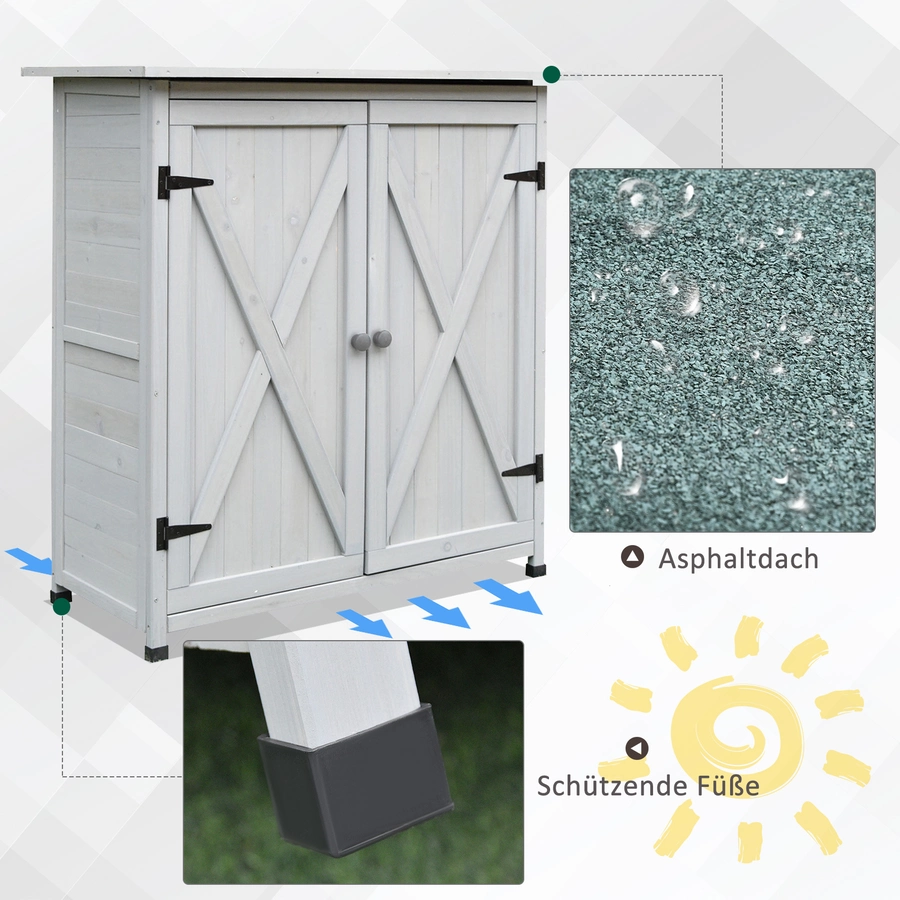 Outsunny Geräteschuppen mit 2 Türen weiß