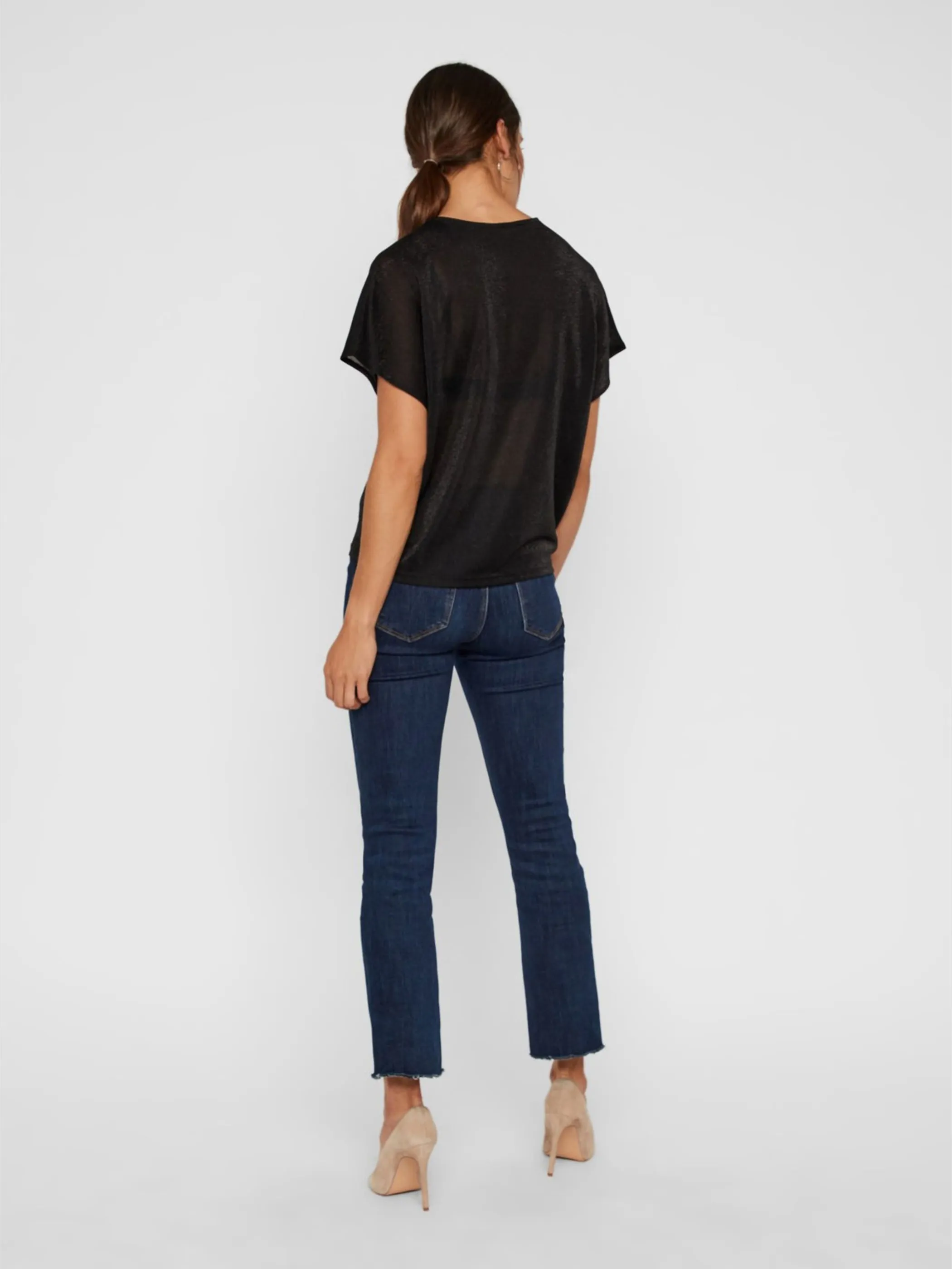 Vero Moda VMDENISE SS V-NECK TO Glitzershirt