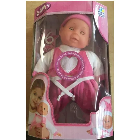 Happy People Baby-Puppe mit Schlafaugen & 6 Sounds, 30 cm, 1 Stück 2-fach sortiert