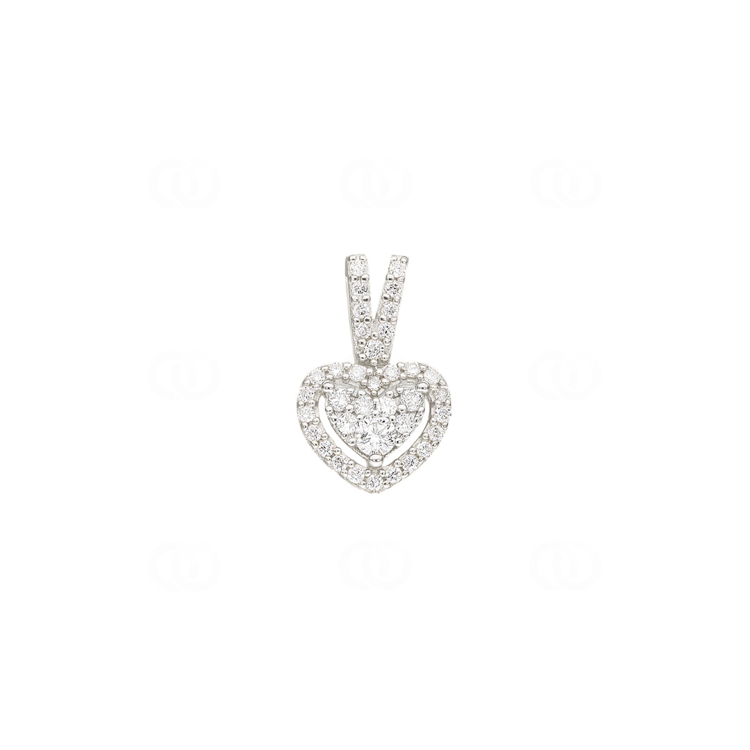 Anhänger 750/18 K Weissgold Herz mit Diamanten 0.21 ct H/si