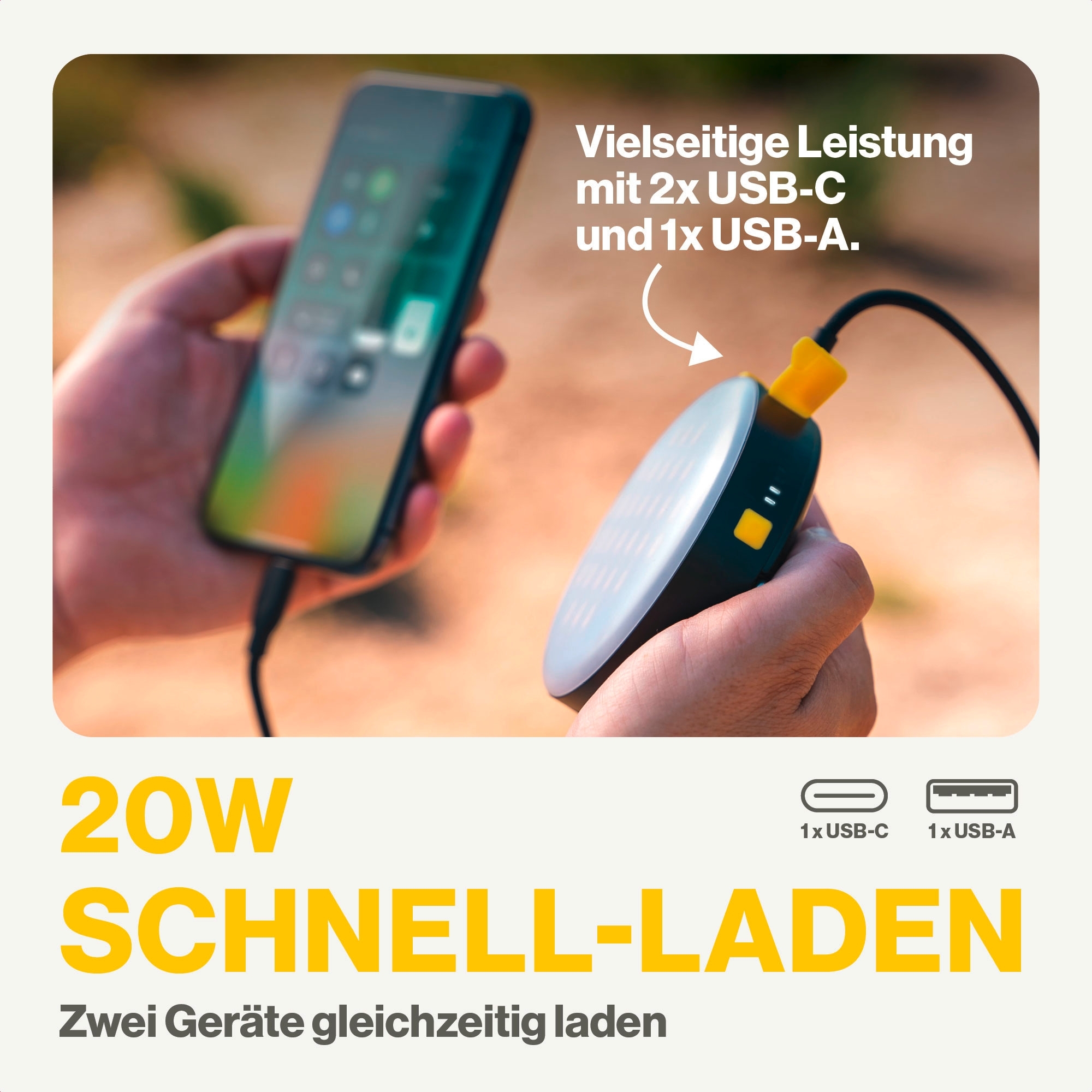 Aqiila Lightbird BL10 Powerbank Lampe 20 W schwarz 10000 mAh