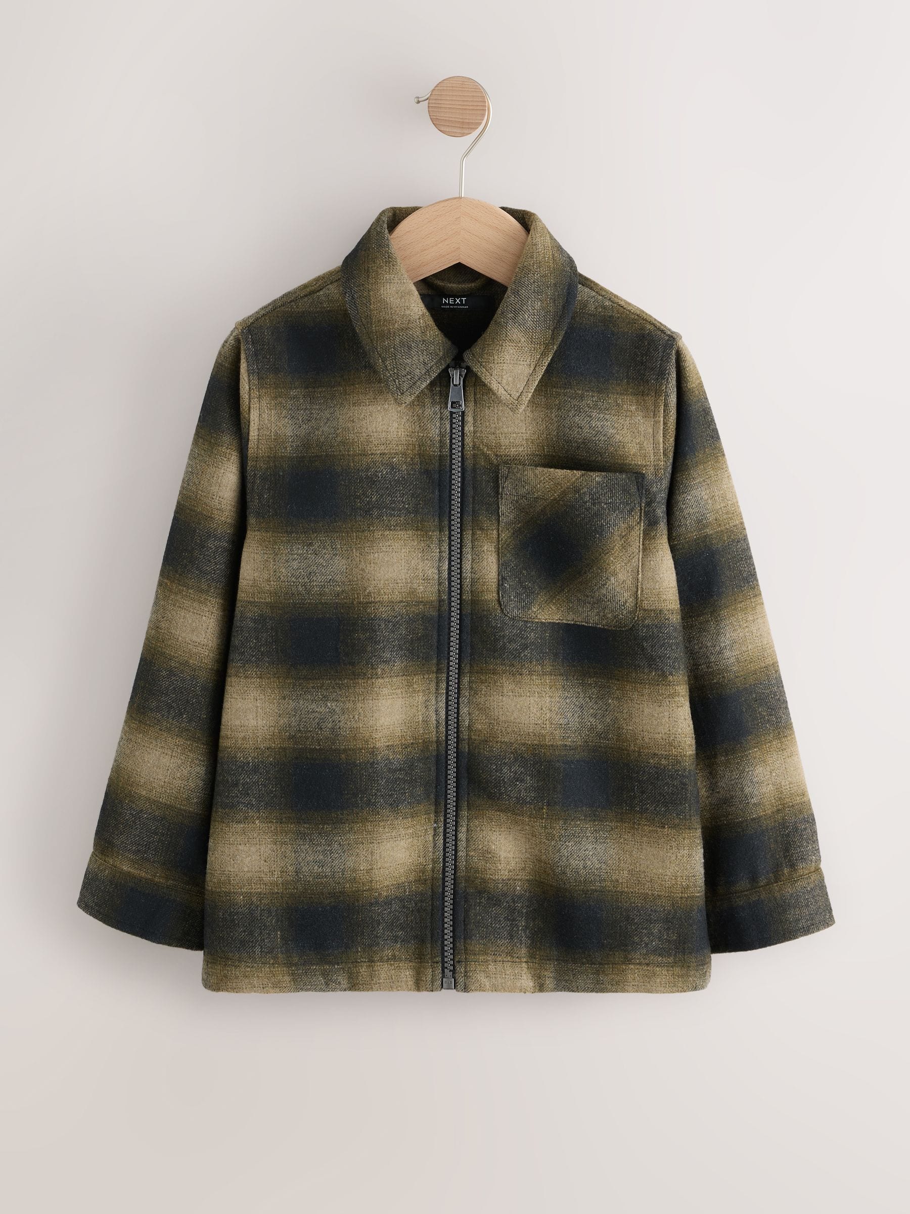 Neutraal - Overshirt met rits en ruitjes (3-16jr)