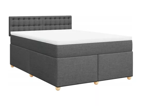 Sommier à lattes de lit avec matelas Gris foncé 160x200cm Tissu