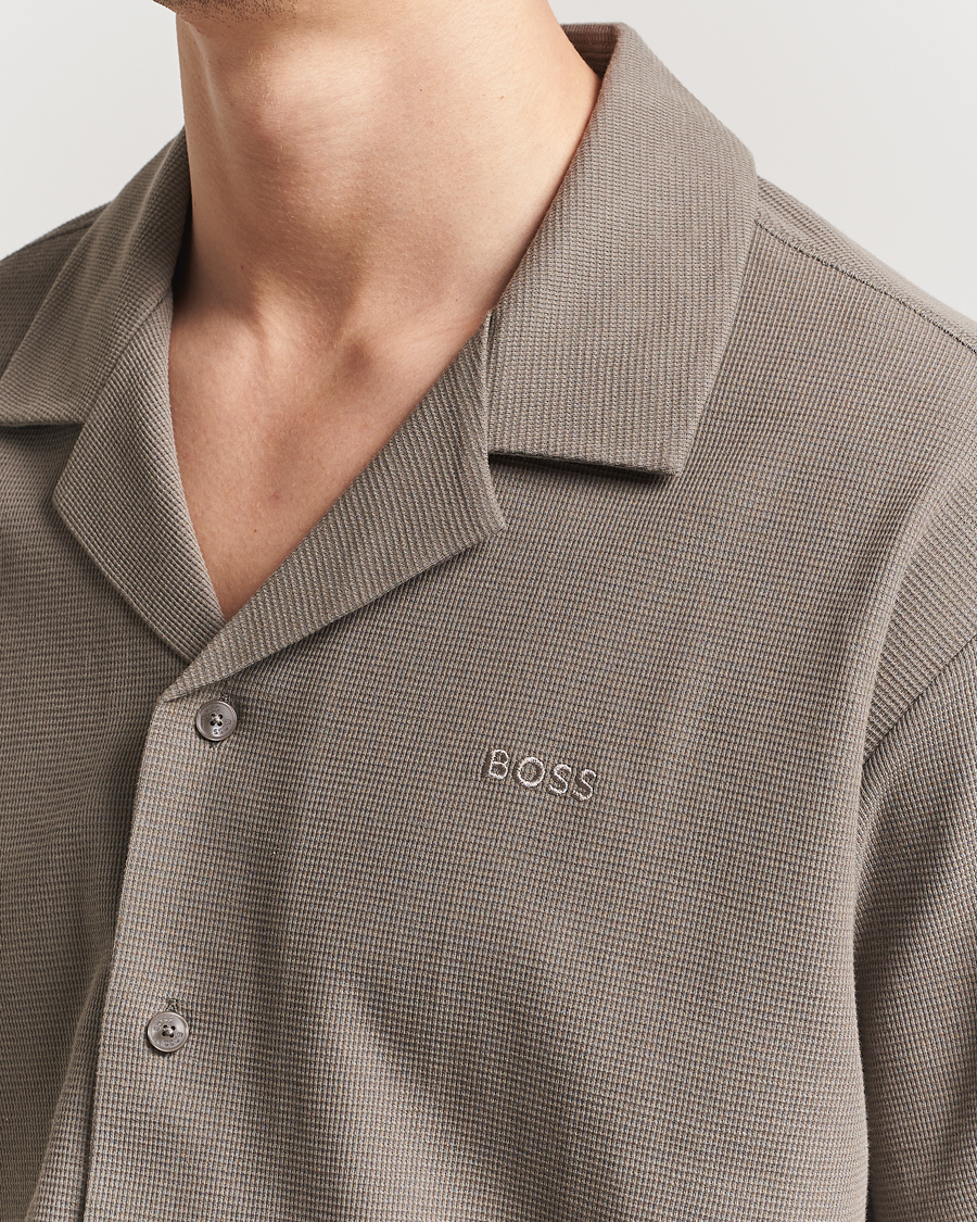 BOSS ORANGE Waffle Short Sleeve Shirt Open Beige