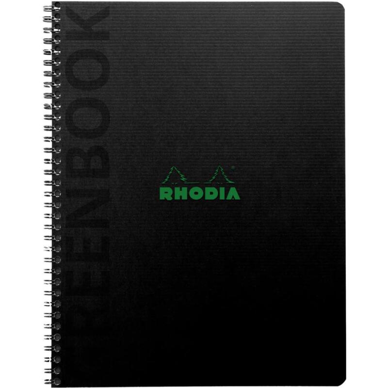 Greenbook cahier recyclé et recyclable en carte rigide 715 g/m2 - A5+ 16 x 21 cm 160 pages Ligné perforation 6 trous - Papier Clairefontaine recyclé 90 g/m2 - Noir - New - Noir