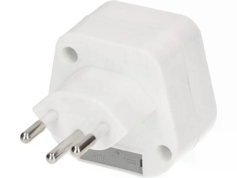 Max Hauri Reiseadapter GB – CH, Weiss Reise- und Übergangsstecker ermöglicht Verwendung von 3-poligen Geräten mit Schweizer-Stecker in Grossbritannien
