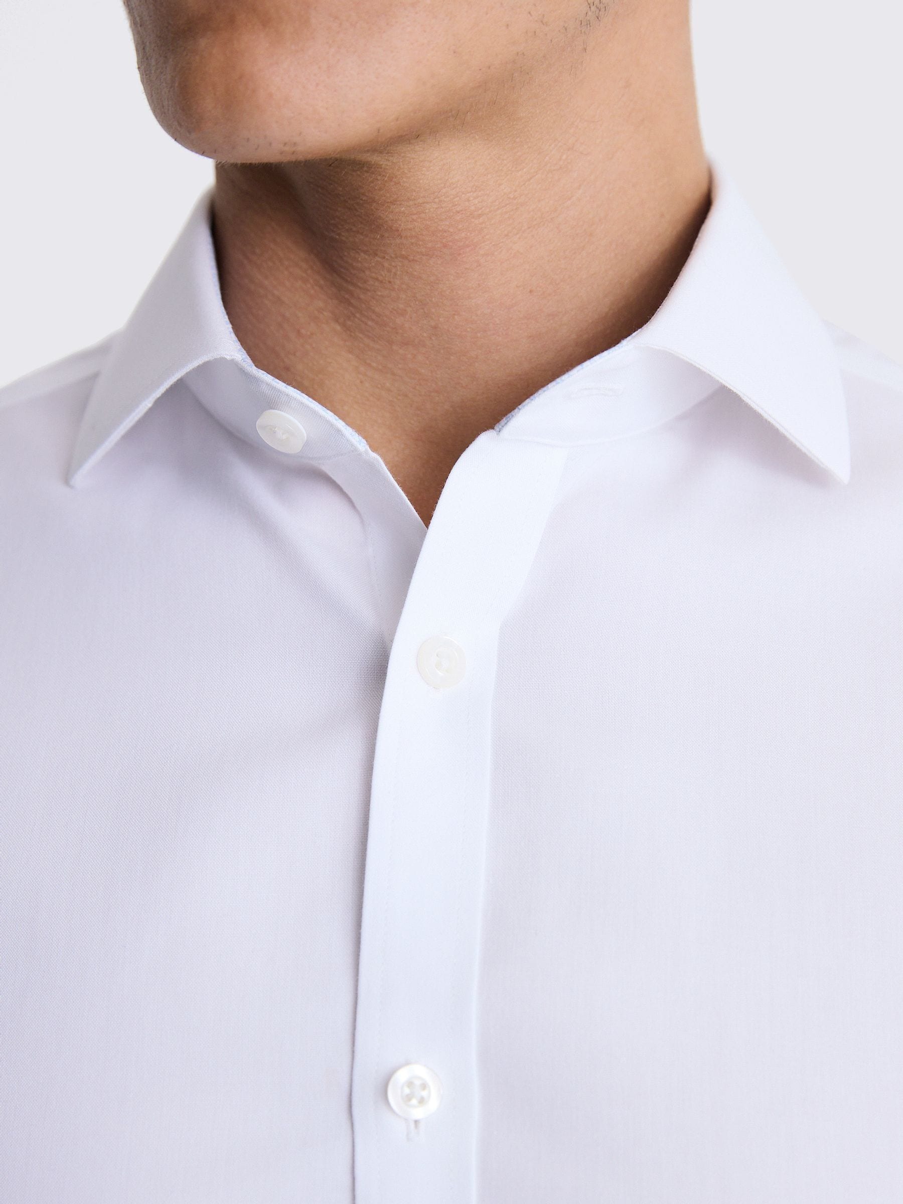MOSS Tailored Fit Pinpoint Oxford Contrast Non Iron Cotton Shirt