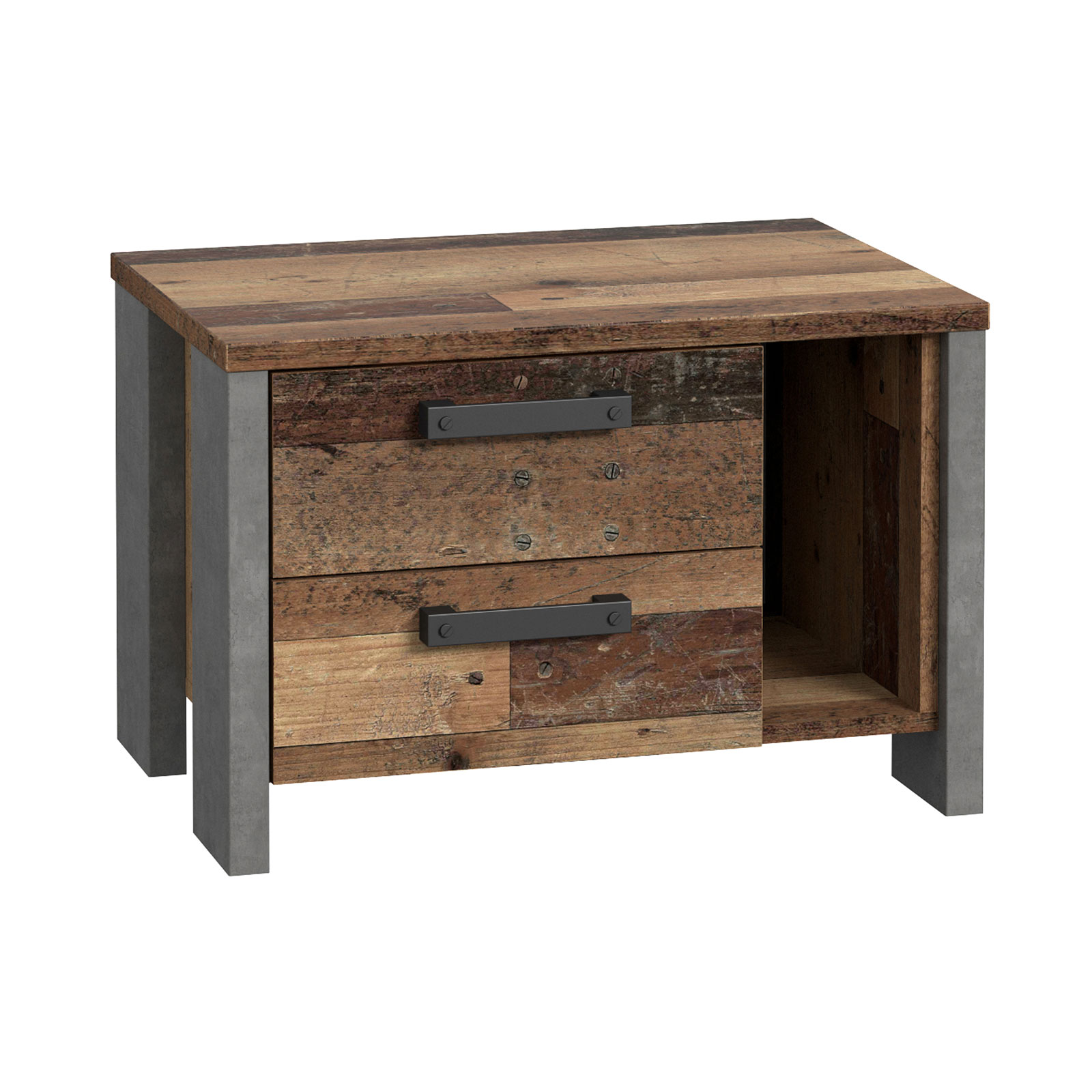 Nachtkonsole - Old Wood Vintage-Betonoptik - 62 cm