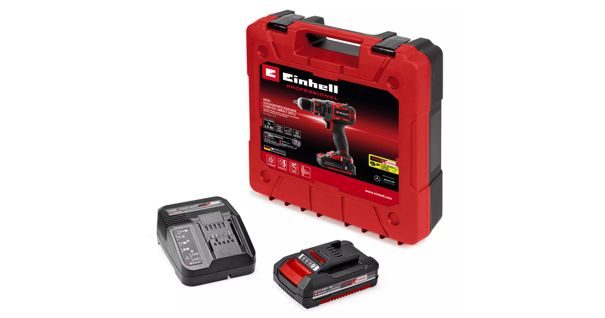 EINHELLProfessional Accu Klopboor-/Schroefmachine TP-CD 18/60 Li-i BL (1x 2.0 Ah) klopboorschroevendraaier  (Rood/zwart, Incl. 1x 2.0 Ah Power X-Change accu en lader)
