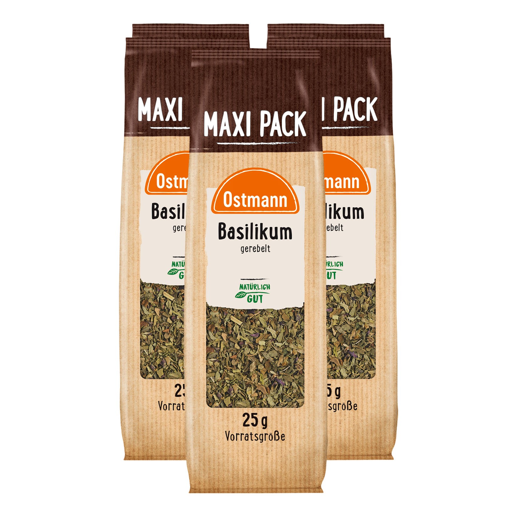 Ostmann Basilikum gerebelt Nachfüllbeutel 25 g, 5er Pack