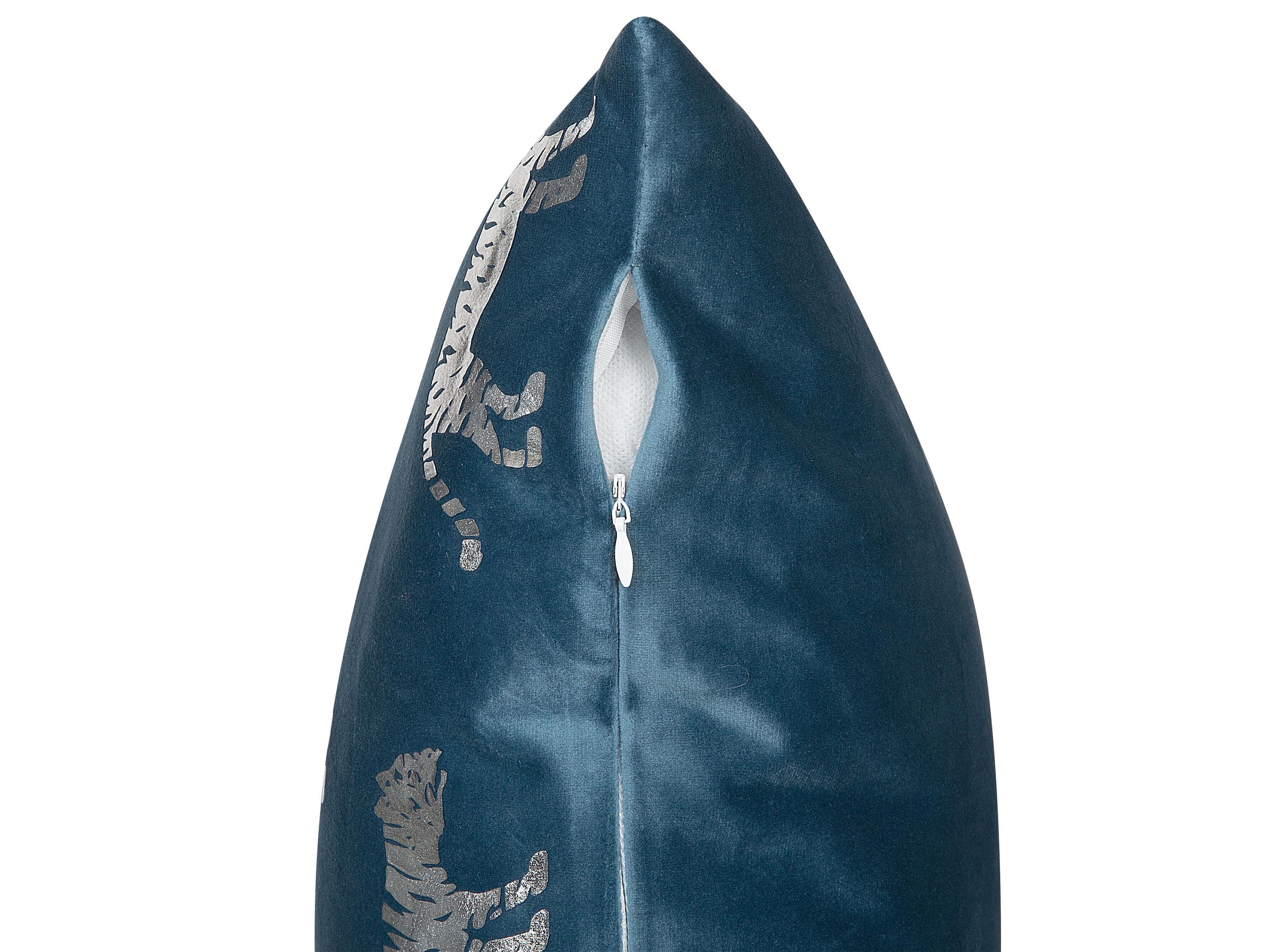 Set van 2 sierkussens BLUEBELL Fluweel 45 x 45 cm Blauw dierenprint