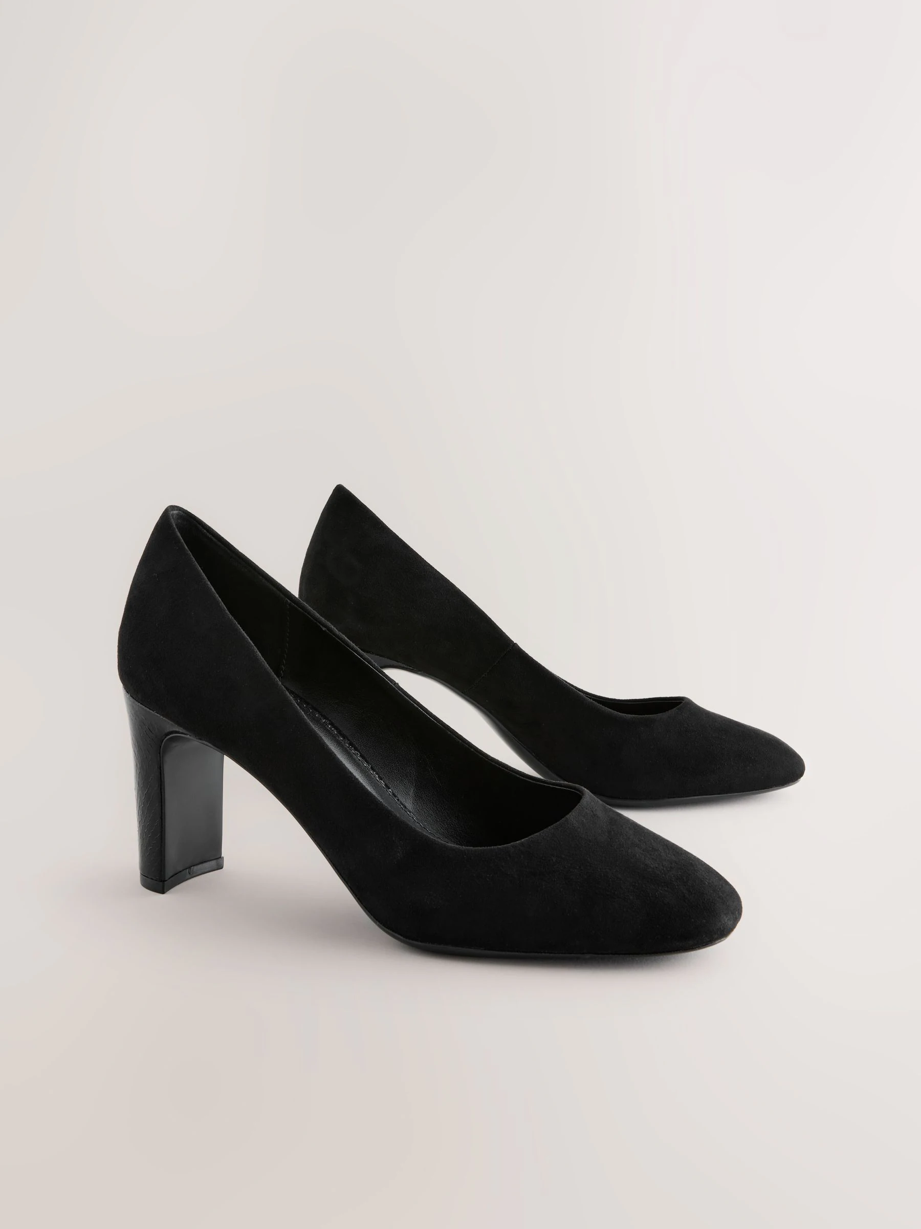 Zwart - Round Toe Block Court Shoes