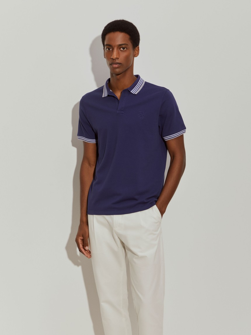 Polo piqué regular fit com riscas