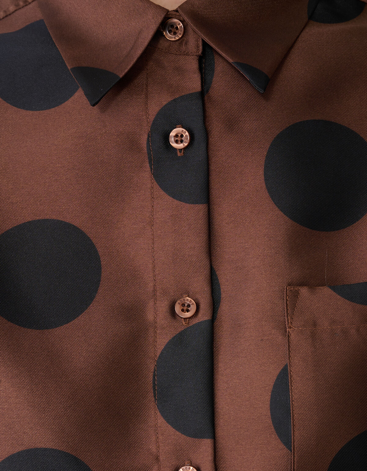 Oversized Kanten Polkadot Blouse Bruin