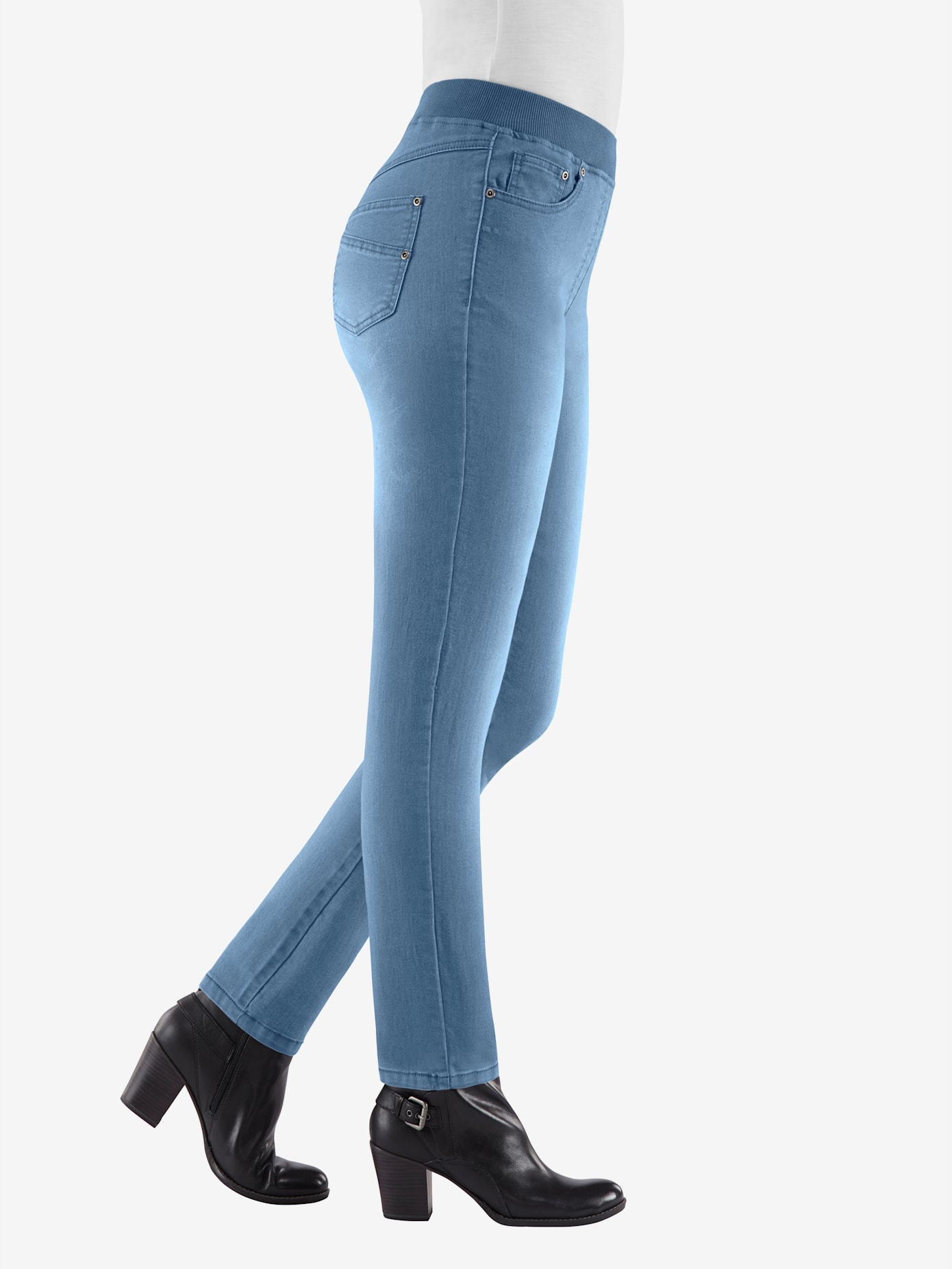 Jean femme confortable avec ceinture élastique