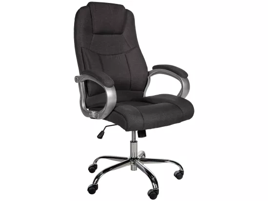 Chaise de bureau - Tissu & Métal chromé - Gris foncé - XL Apoll