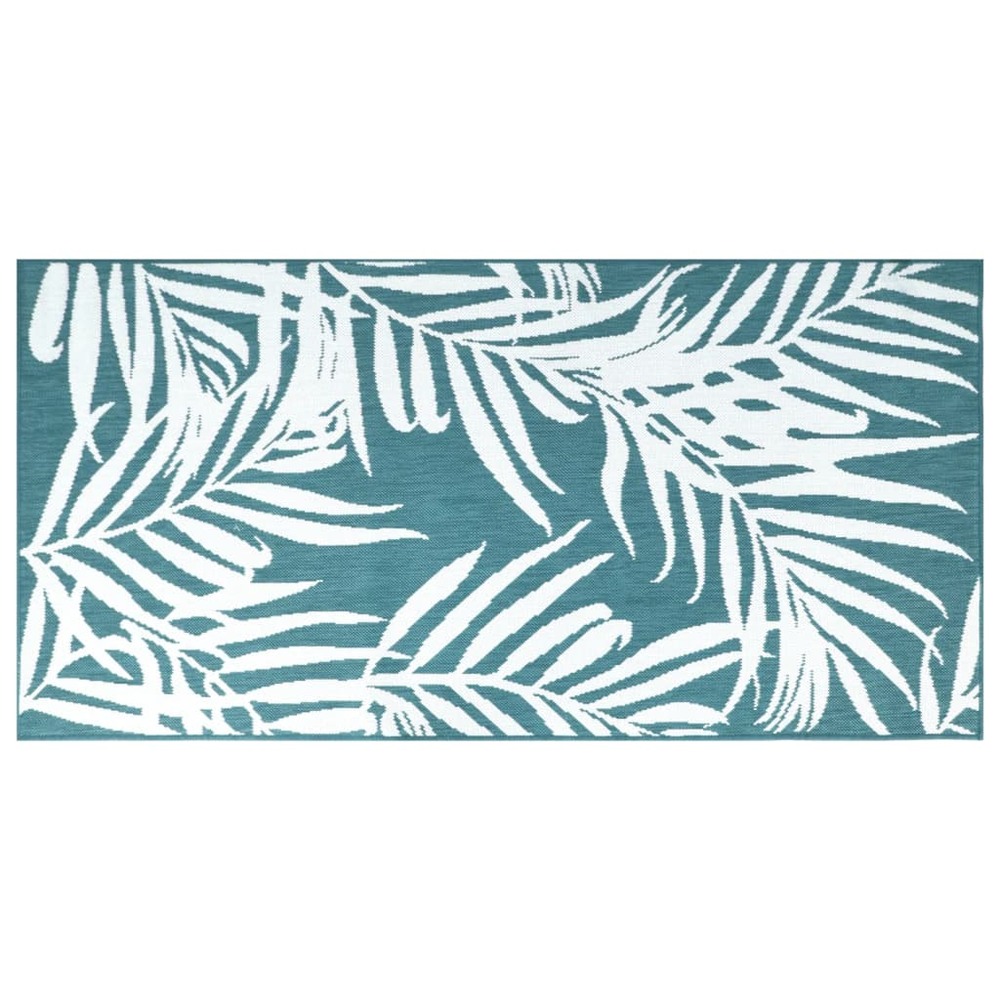 Tapis d'extérieur aqua et blanc 80x150 cm design réversible