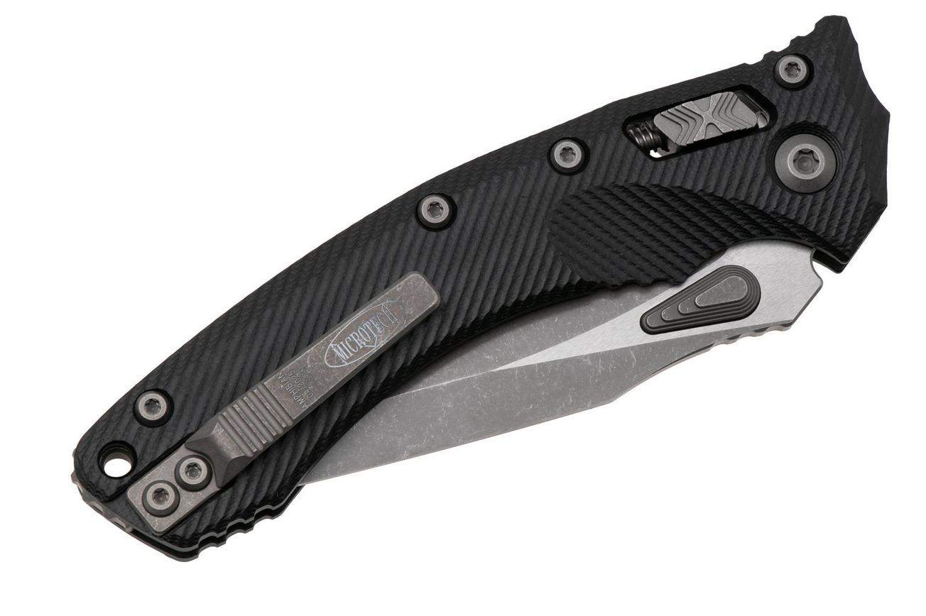 Microtech Amphibian 137RL-11APFLGTBK, Apocalyptic Stonewashed M390MK, Fluted Black G10, partly serrated zakmes
