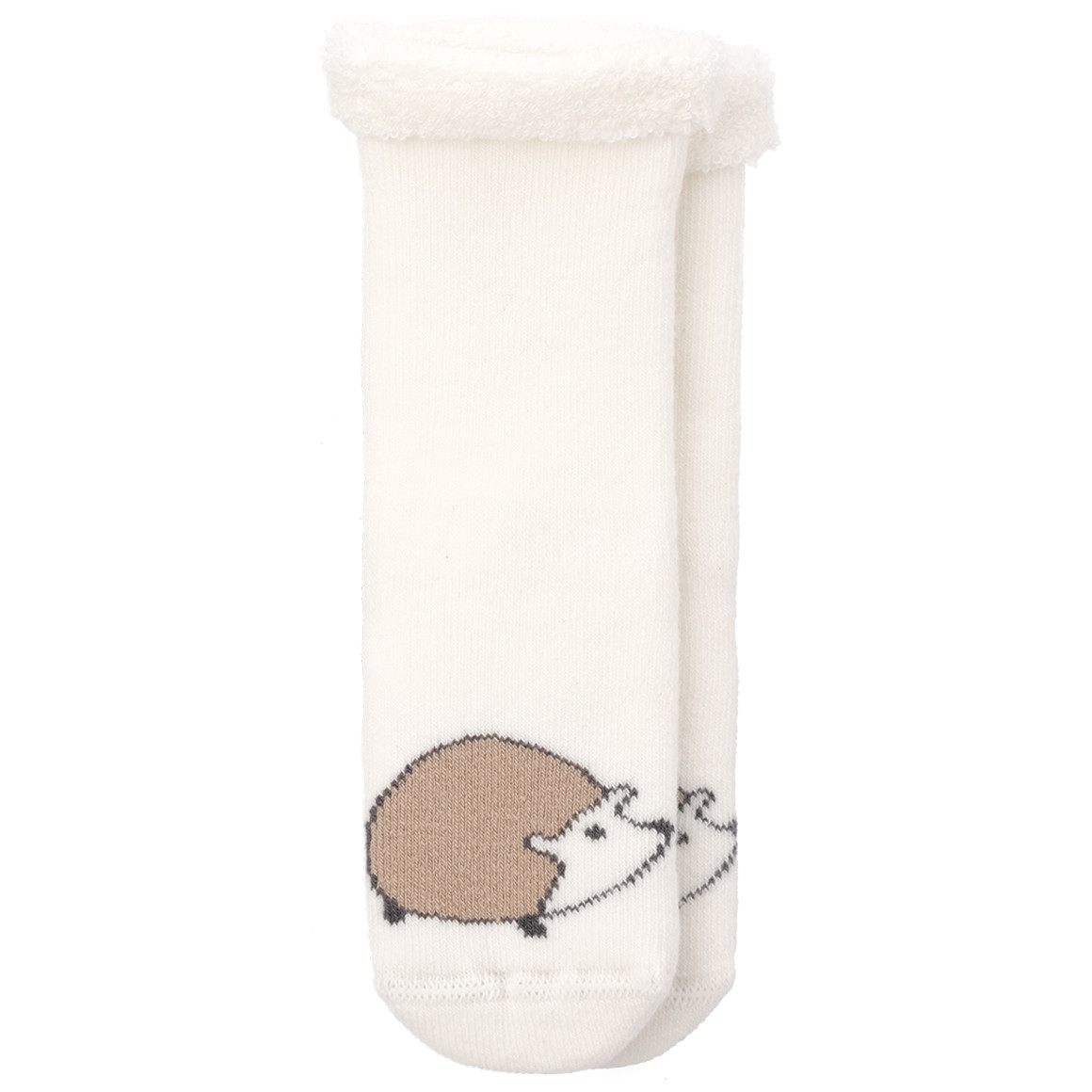 Topomini 2 Paar Newborn Frottee-Socken mit Tier-Motiv weiss / hellbraun