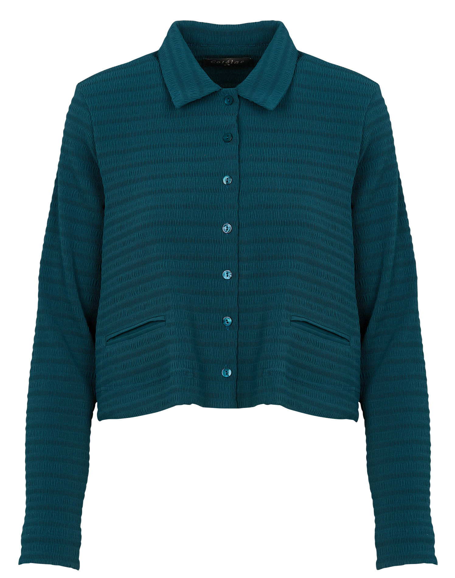 Chemise courte carrée | Bleu