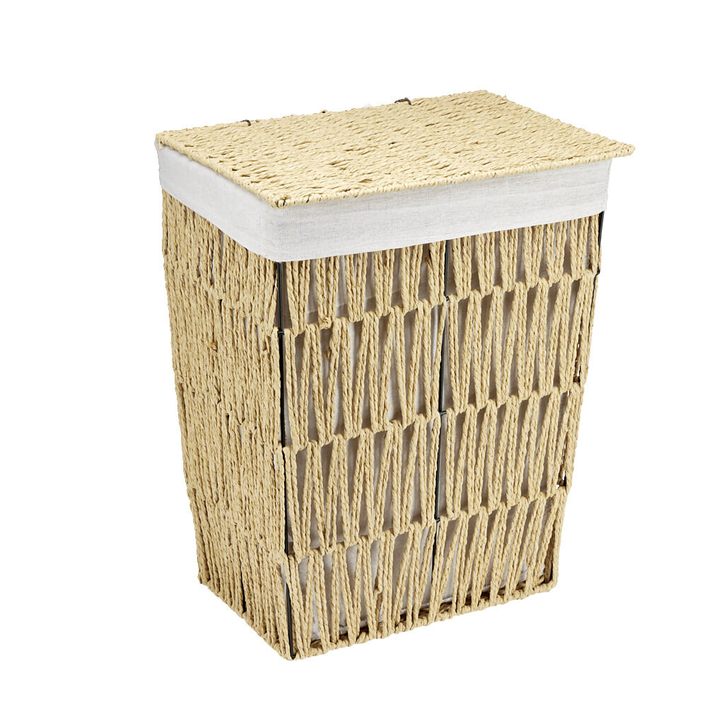 Panière de rangement 32L en métal et papier avec coton 36x26xH47cm