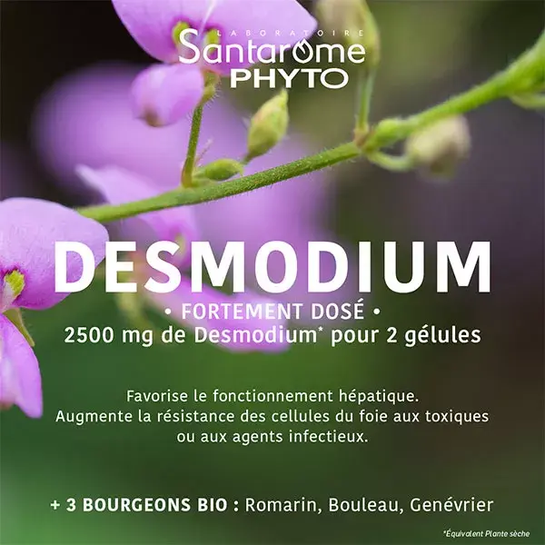 Santarome Phyto - Desmodium 2500 - Desintoxicante Hepático - 30 cápsulas