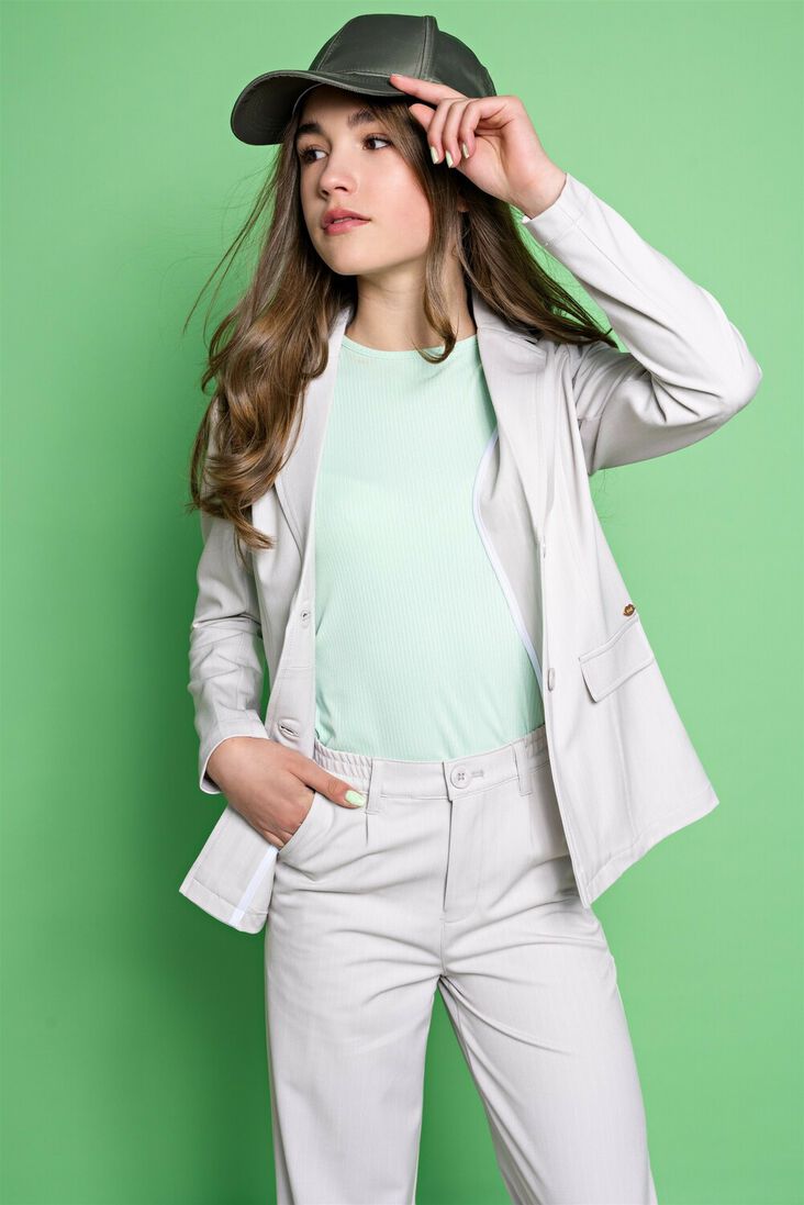 NOBELL grijze nobell blazer belia girls pinstripe blazer silver grey