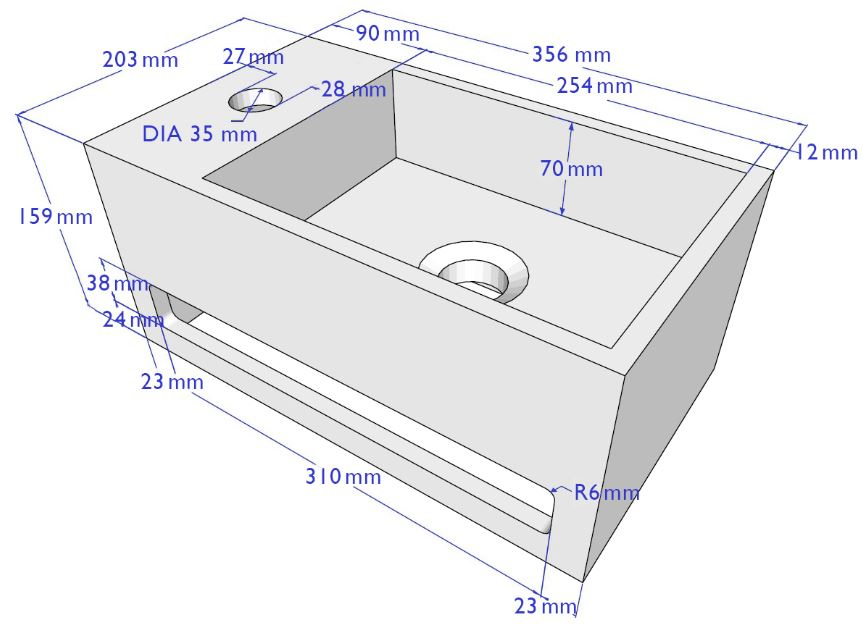 Mueller Solid Surface fontein met handdoekhouder rechts