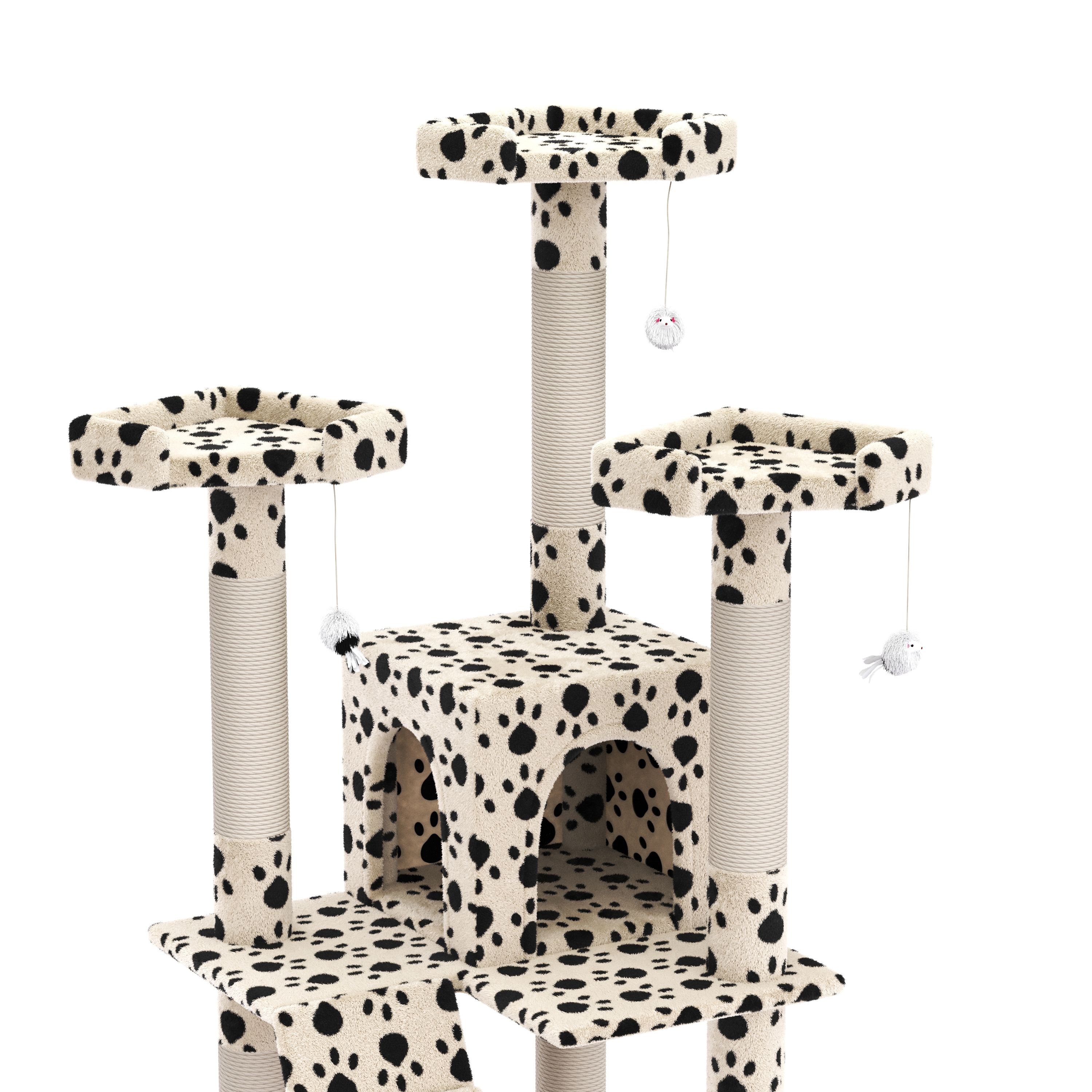 Katzenbaum MAX 182 cm beige mit Pfoten