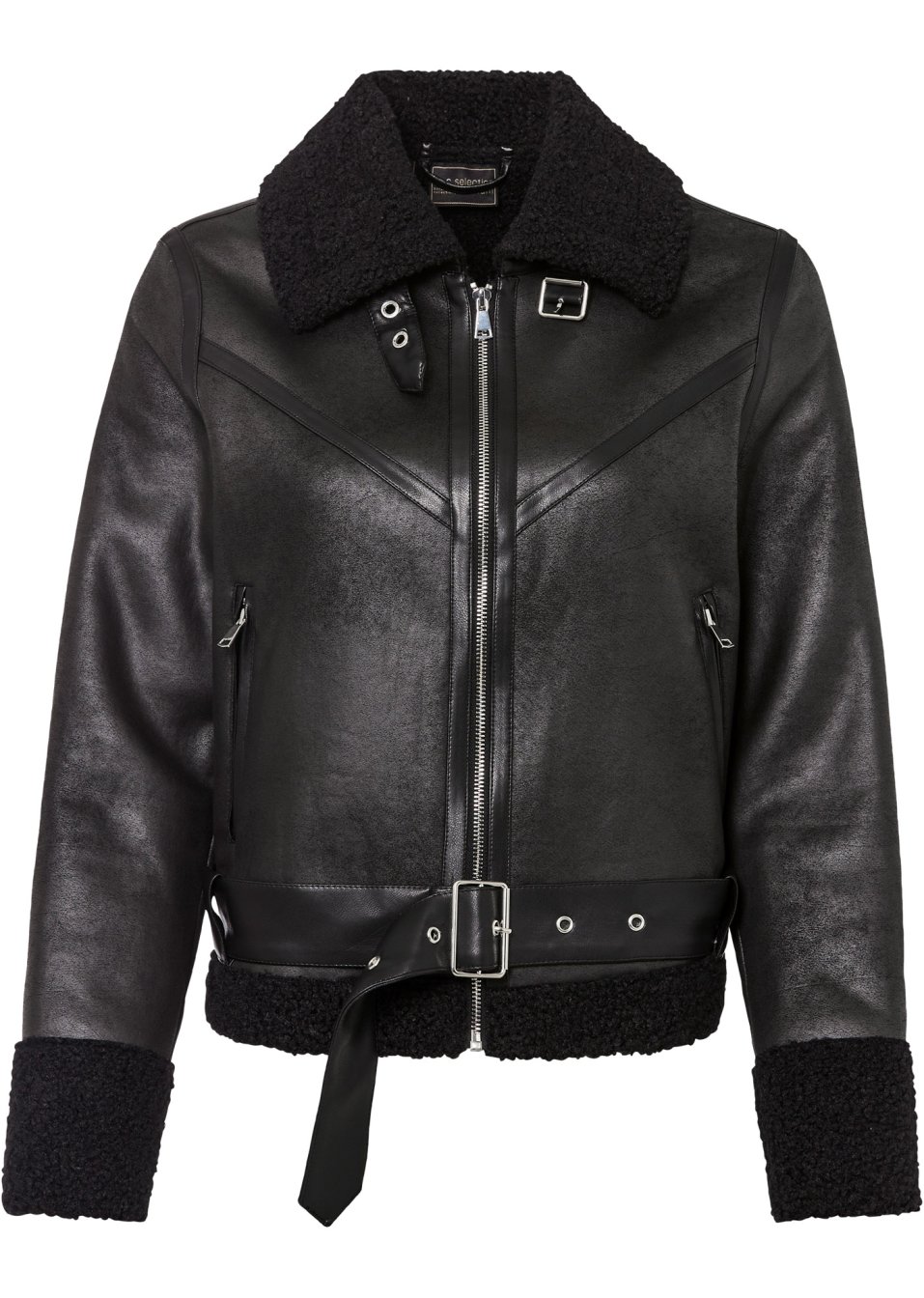 Veste biker avec empiècement synthétique