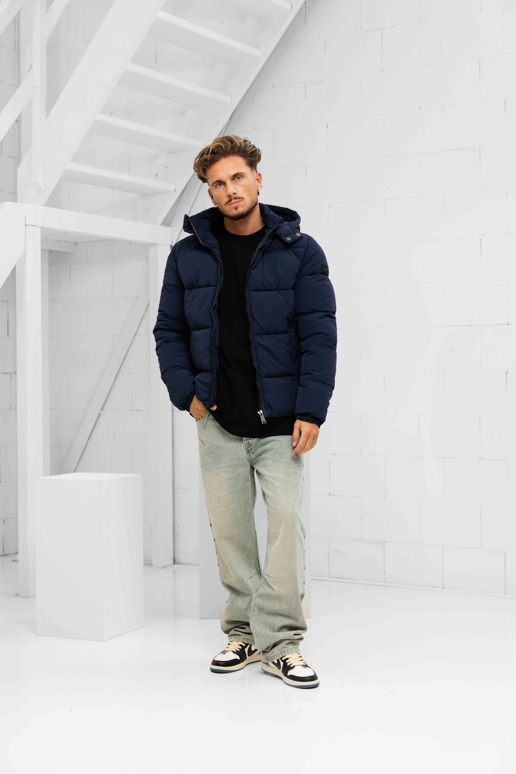 Malelions Donn Puffer Winterjas Heren Donkerblauw