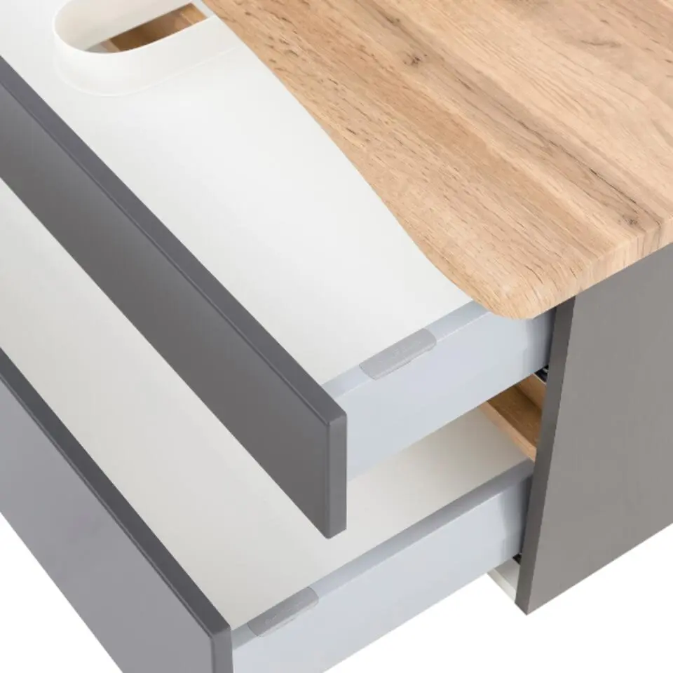 Wastafelmeubel Vikas 101cm 2 lades - antraciet/eik